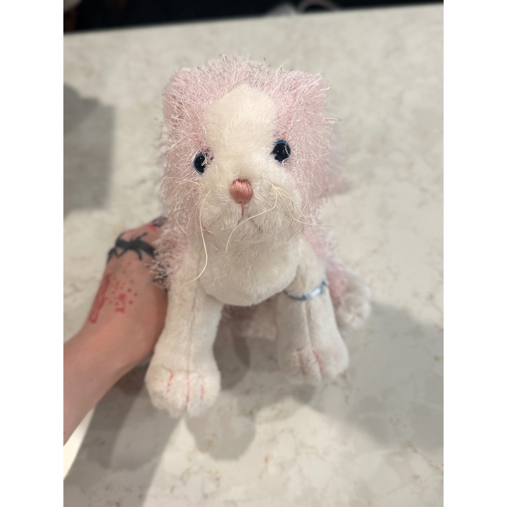 Ganz Collectible Webkinz Pink Cat Plush White Pink Fur No Code HM118 Y2k